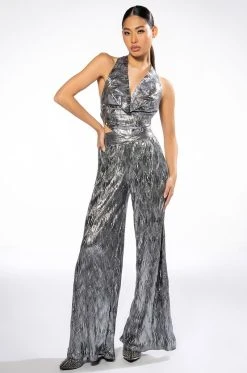 Alternative view of ABOVE ALL METALLIC WIDE LEG PANT