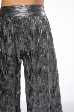 ABOVE ALL METALLIC WIDE LEG PANT -AKIRA Shop above all metallic wide leg pant silver 6 6