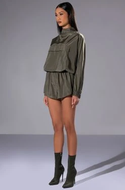 Alternative view of ALL DAY ERRANDS LIGHTWEIGHT ROMPER IN OLIVE