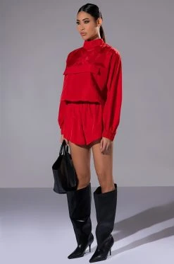 Alternative view of ALL DAY ERRANDS LIGHTWEIGHT ROMPER IN RED