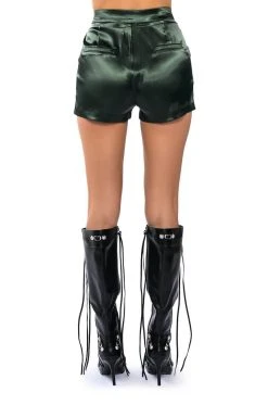 ALL THE RIGHT MOVES SATIN SHORTS -AKIRA Shop all the right moves satin shorts olive 6 6
