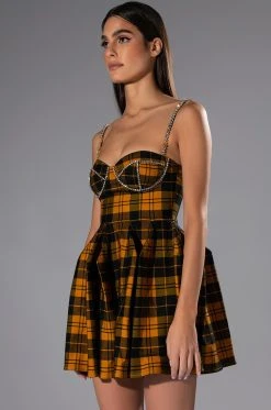 Alternative view of ANGEL BABY RHINESTONE DETAIL CORSET PLAID MINI DRESS