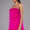 ANYTHING AND EVERYTHING STRAPLESS FEATHER MINI DRESS -AKIRA Shop anything and everything strapless feather mini dress fuchsia 1 1