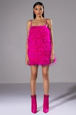 Alternative view of ANYTHING AND EVERYTHING STRAPLESS FEATHER MINI DRESS