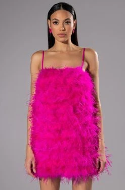 ANYTHING AND EVERYTHING STRAPLESS FEATHER MINI DRESS -AKIRA Shop anything and everything strapless feather mini dress fuchsia 3 3