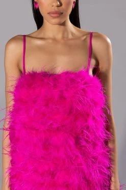 ANYTHING AND EVERYTHING STRAPLESS FEATHER MINI DRESS -AKIRA Shop anything and everything strapless feather mini dress fuchsia 6 6