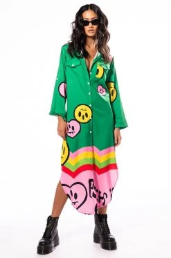 ART SHOW BUTTON DOWN MAXI DRESS