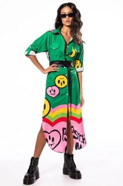 Alternative view of ART SHOW BUTTON DOWN MAXI DRESS