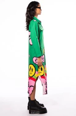 ART SHOW BUTTON DOWN MAXI DRESS -AKIRA Shop art show button down maxi dress green multi 5 5