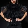 AURORA ORGANZA TIERED STATEMENT MINI DRESS -AKIRA Shop aurora organza tiered statement mini dress black 1 1