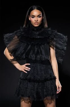 Alternative view of AURORA ORGANZA TIERED STATEMENT MINI DRESS