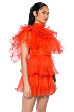 Alternative view of AURORA ORGANZA TIERED STATEMENT MINI DRESS