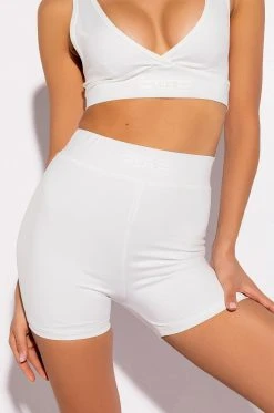 BASIC LUXE WHITE BIKER SHORT 14 BASIC LUXE WHITE BIKER SHORT -AKIRA Shop basic luxe white biker short white 3 3