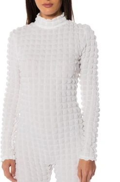 BEAT THE ODDS TEXTURED CATSUIT -AKIRA Shop beat the odds textured catsuit white 5 5