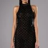 BEAUTIFUL MISTAKES MOCK NECK LOW BACK BEADED MINI DRESS -AKIRA Shop beautiful mistakes mock neck low back beaded mini dress black 1 1