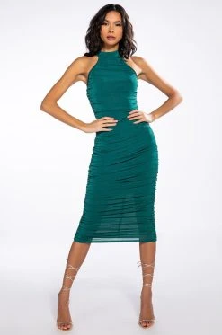 Alternative view of BEST BEHAVIOR SLINKY MIDI DRESS