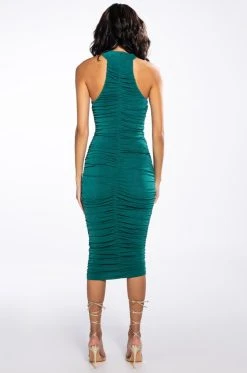 BEST BEHAVIOR SLINKY MIDI DRESS -AKIRA Shop best behavior slinky midi dress dark green 5 5
