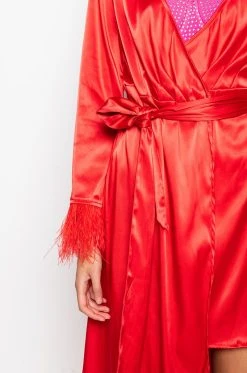 BOSS UP HONEY MAXI DRESS WITH FEATHER TRIM -AKIRA Shop boss up honey maxi dress with feather trim red 6 6