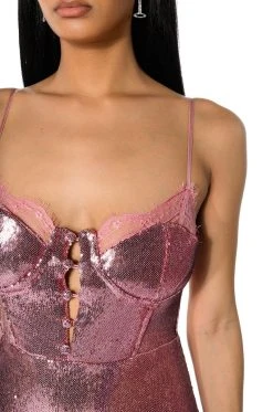 BRIELLA SEQUIN SPAGHETTI STRAP MINI DRESS -AKIRA Shop briella sequin spaghetti strap mini dress pink 5 5