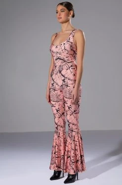 Alternative view of BRING THE FUNK PRINTED FLARED JUMPSUIT