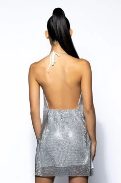 CALL ME YOUR HIGHNESS COWL NECK RHINESTONE SPARKLE MINI DRESS -AKIRA Shop call me your highness cowl neck rhinestone sparkle mini dress silver 6 6
