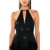 CAT'S MEOW SEQUIN FRINGE FEATHER TRIM ROMPER -AKIRA Shop cats meow sequin fringe feather trim romper black 1 1 c1 c1