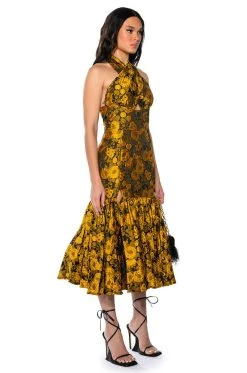 Alternative view of CHA CHA BROCADE HALTER NECK MIDI DRESS