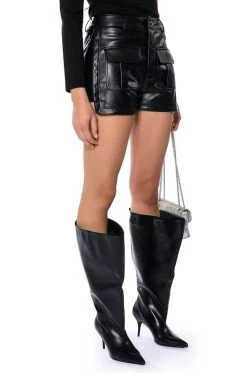 Alternative view of CORA POCKET DETAIL FAUX LEATHER SHORT