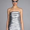 COSMIC LOVE STRAPLESS MINI DRESS 1 COSMIC LOVE STRAPLESS MINI DRESS -AKIRA Shop cosmic love strapless mini dress silver 1 1