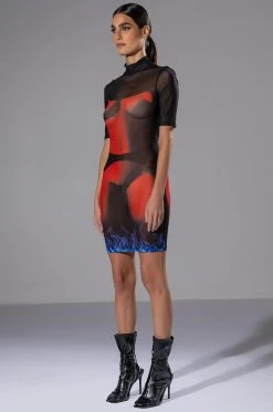 CURIOUS FOR ME SHORT SLEEVE MINI DRESS -AKIRA Shop curious for me short sleeve mini dress multi 3 3