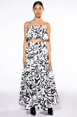 DALI'S MUSE BANDEAU ABSTRACT MAXI SKIRT -AKIRA Shop dalis muse bandeau abstract maxi skirt white black 8 8