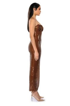 DARE TO DANCE SEQUIN MAXI DRESS -AKIRA Shop dare to dance sequin maxi dress brown 3 3