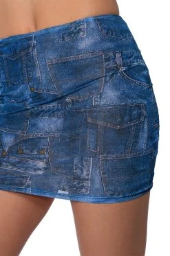 DIFFERENT THAN YOU DENIM PRINT MESH MINI SKIRT 19 DIFFERENT THAN YOU DENIM PRINT MESH MINI SKIRT -AKIRA Shop different than you denim print mesh mini skirt blue multi 9 9