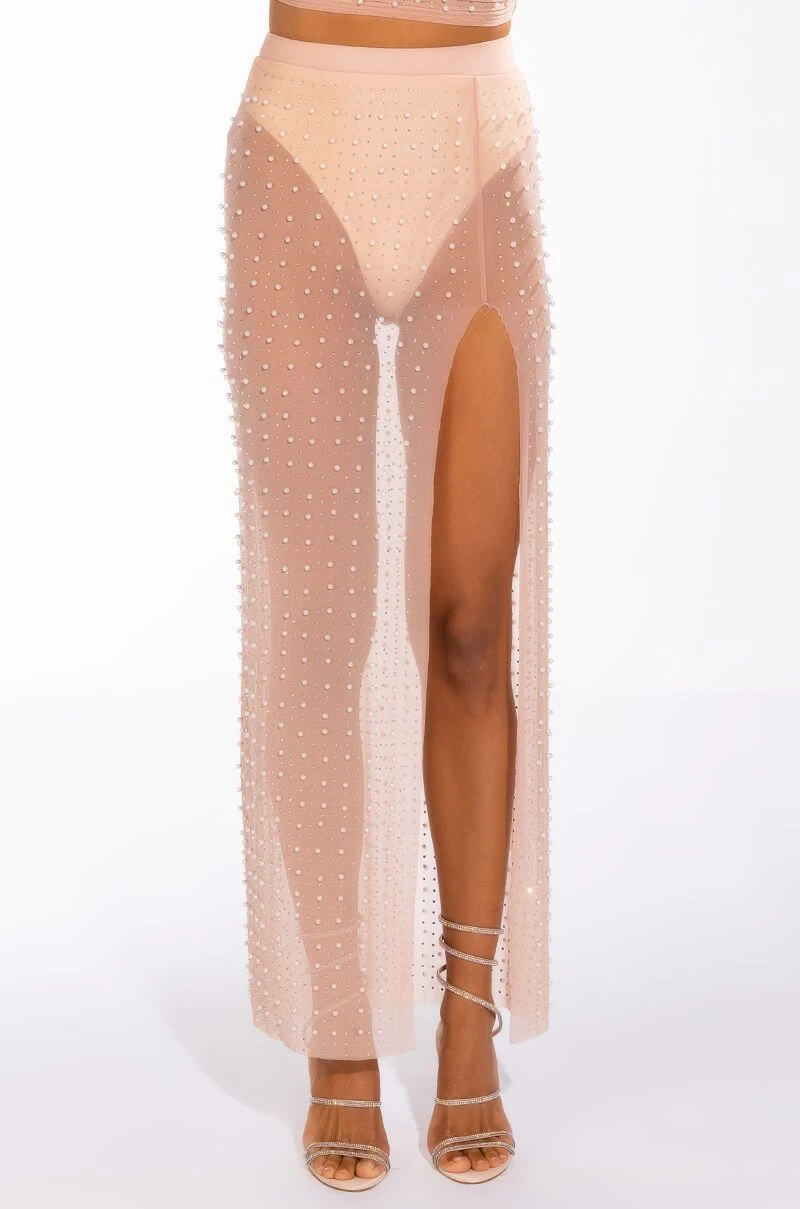 DISCO DOLL EMBELLISHED HIGH SLIT MESH MAXI SKIRT 5 DISCO DOLL EMBELLISHED HIGH SLIT MESH MAXI SKIRT - Image 3