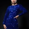 DIVA LONG SLEEVE MINI DRESS -AKIRA Shop diva long sleeve mini dress royal blue 1 1