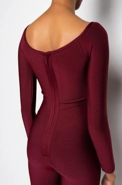 DOES WHAT SHE WANTS BANDAGE JUMPSUIT -AKIRA Shop does what she wants bandage jumpsuit burgundy 8 8