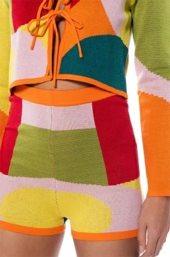DONNA KNIT BOOTY SHORT -AKIRA Shop donna knit booty short orange multi 10 10