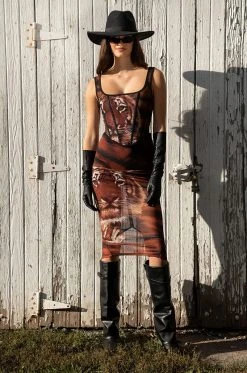 EYE OF THE TIGER MESH MIDI SKIRT -AKIRA Shop eye of the tiger mesh midi skirt multi 7 7