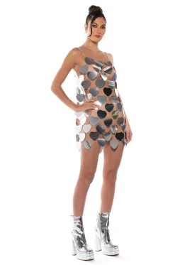 Alternative view of FANTASY HEART METALLIC MINI DRESS