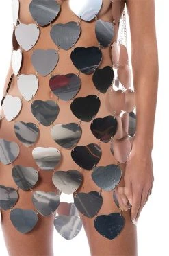 FANTASY HEART METALLIC MINI DRESS -AKIRA Shop fantasy heart metallic mini dress silver 6 6
