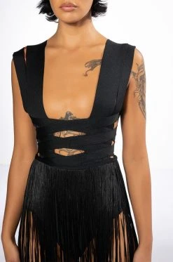 FESTIVAL FRINGE MAXI DRESS 11 FESTIVAL FRINGE MAXI DRESS -AKIRA Shop festival fringe maxi dress black 5 5