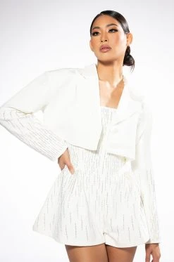 FIFTH AVE FLARE RHINESTONE ROMPER -AKIRA Shop fifth ave flare rhinestone romper white 3 3