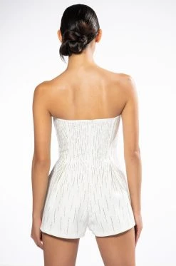 FIFTH AVE FLARE RHINESTONE ROMPER -AKIRA Shop fifth ave flare rhinestone romper white 7 7