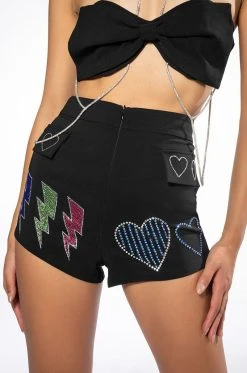 Alternative view of FLASHING LIGHTS RHINESTONE EMBELLISHED BOOTY SHORT