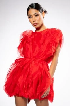 FLOAT LIKE A BUTTERFLY MINI FASHION DRESS IN RED