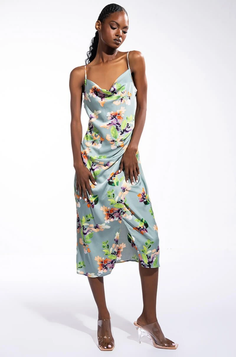 FLORAL PICTURE OF CLASS SATIN SLIP DRESS 3 FLORAL PICTURE OF CLASS SATIN SLIP DRESS