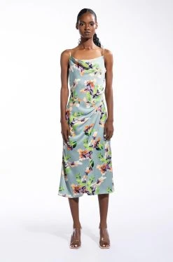 Alternative view of FLORAL PICTURE OF CLASS SATIN SLIP DRESS