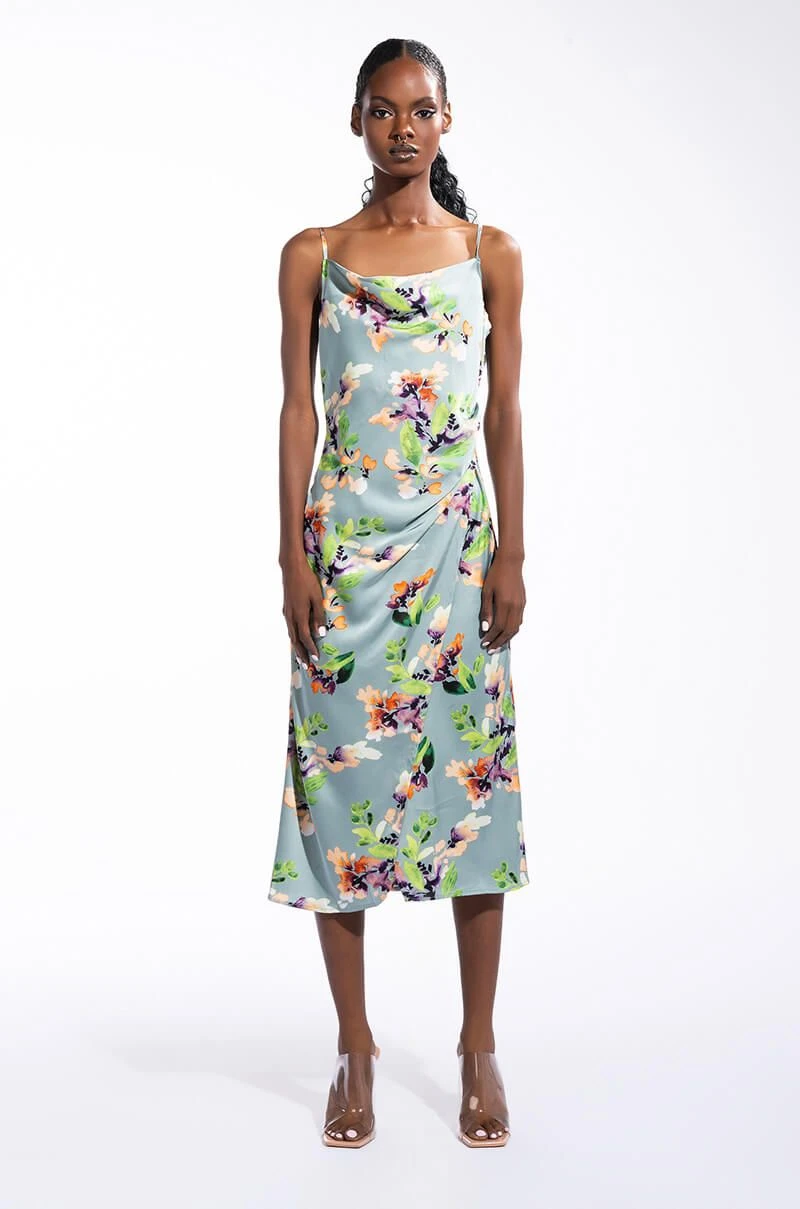 FLORAL PICTURE OF CLASS SATIN SLIP DRESS 4 FLORAL PICTURE OF CLASS SATIN SLIP DRESS - Image 2