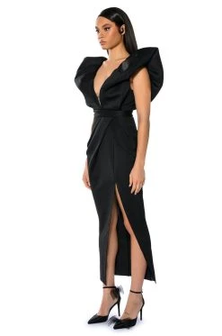 Alternative view of GAGA AT THE OSCARS PUFF SLEEVE MAXI DRESS