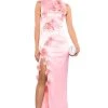 GENEVIEVE FLORAL MAXI DRESS WITH SLIT -AKIRA Shop genevieve floral maxi dress with slit pink 1 1